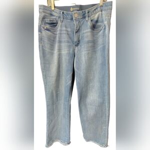 Democracy Light Wash Fringe Hem Boot Cut Denim Jeans Sz 16